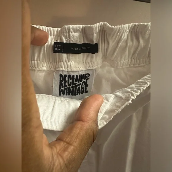 EXCELLENT condition W32 White Parachute Pants by reclaimed vintage - Picture 4 of 6